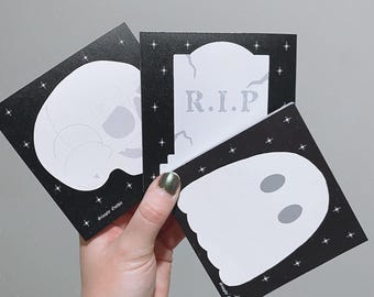 Goth Memo Pad Set | goth stationery, dark academia stationery, corporate goth, note pad, halloween notepad, cute notepad, witchy stationery