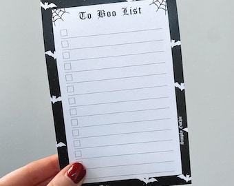 Bat Notepad | goth stationery, dark academia stationery, note pad, bat stationery, to do list notepad, corporate goth, halloween notepad