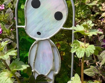 Stained glass kodama, plant stake kodama, plant stake studio ghibli, plant decor, mononoke