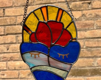 Stained glass Sea suncatcher, stained glass art, ocean stained glass, mystic suncatcher