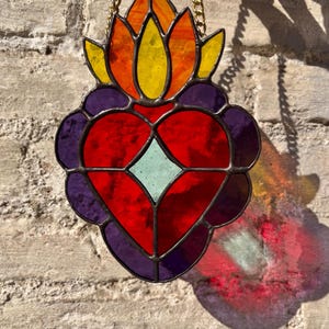 Buntglasmuster, Sonnenfänger Herz Jesu, digitaler Download, PDF, Herzmuster