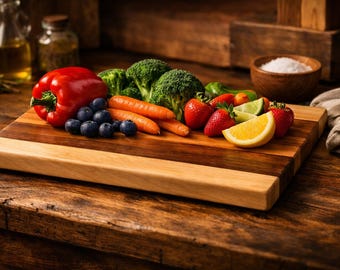 Tabla de cortar de nogal, arce y cerezo: elegancia artesanal para cada cocina, ¡PERSONALIZADA!
