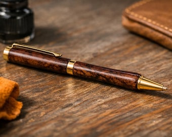 Pluma estilográfica HARZO hecha a mano con madera de nogal y estuche de caoba - HECHA en EE. UU.