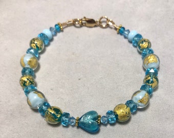 Venetian Glass Blue Mermaid Bracelet