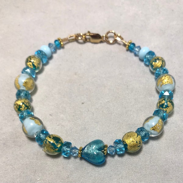 Venetian Glass Blue Mermaid Bracelet