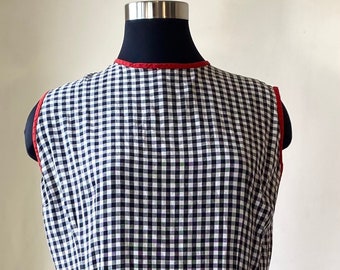 1960's black and white gingham cotton sleeveless dress