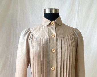 1980s Nipon Boutique beige pleated maxi dress