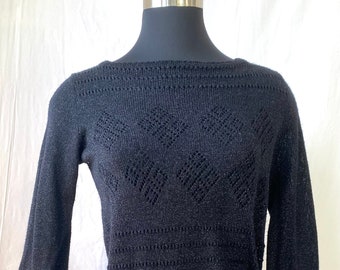 1970s Joyce black and metallic pullover sweater