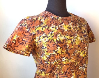 1960s Autumn Colors Cotton Short Sleeved Blouse