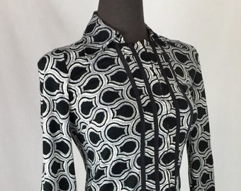 1970s Diane Von Fürstenberg  grey and black zip-front dress