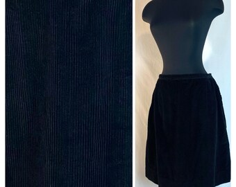 1960s black cotton corduroy a-line skirt