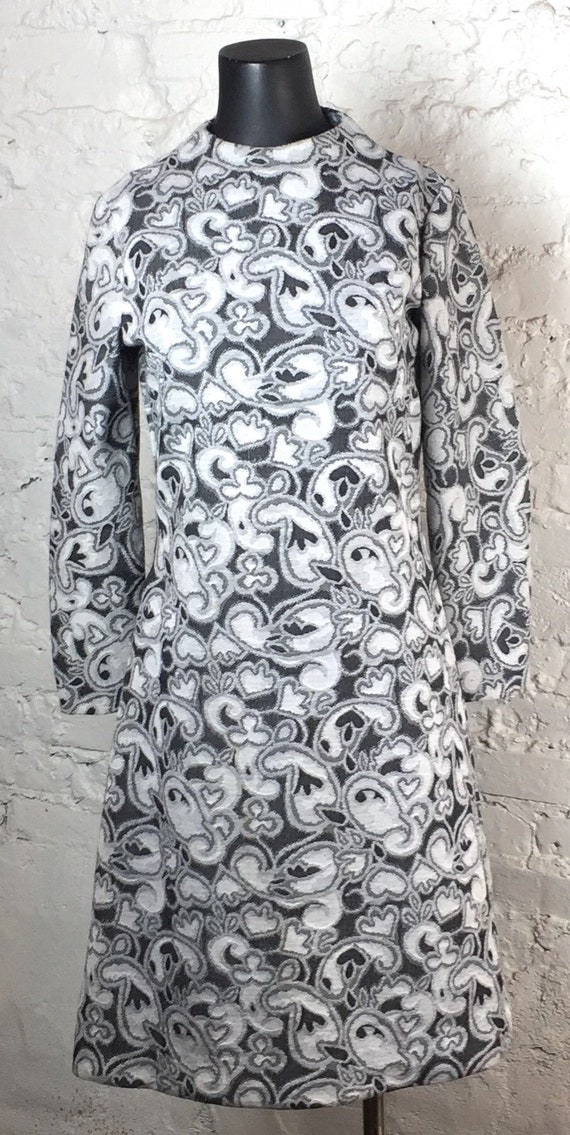 Grey Abstract Print A-Line Dress