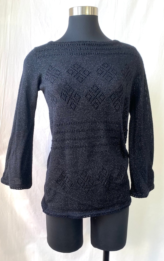 1970s Joyce black and metallic pullover sweater