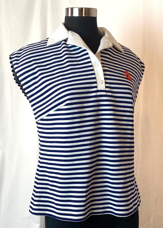 1970s navy and white striped double knit poly naut