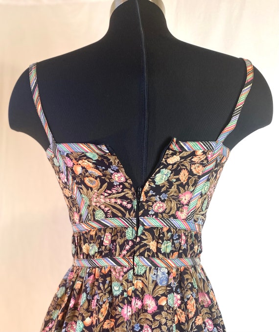 1970s  Non-Stop black floral strappy sundress - image 3