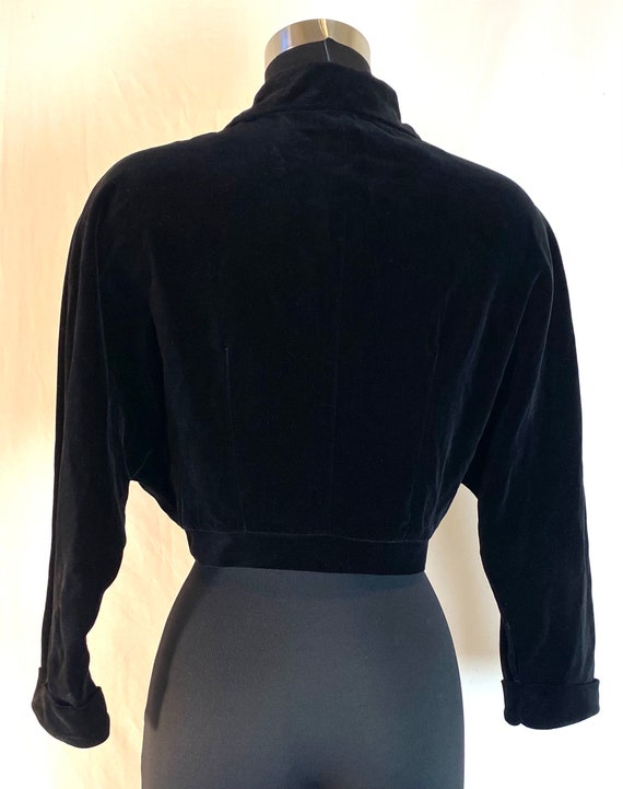 1950s black velvet collared bolero jacket - image 2