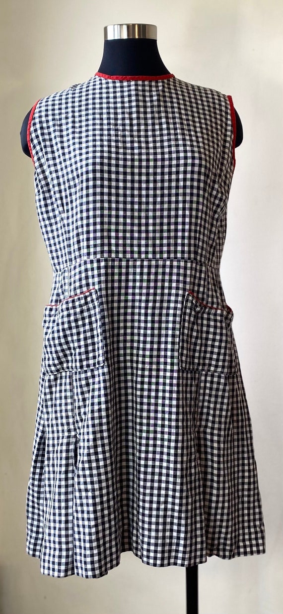 1960's black and white gingham cotton sleeveless … - image 1