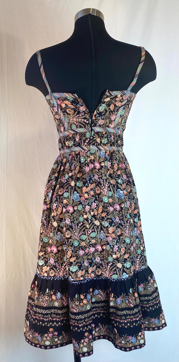 1970s  Non-Stop black floral strappy sundress - image 2