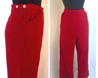 1960's Corliss red corduroy high-waisted pants