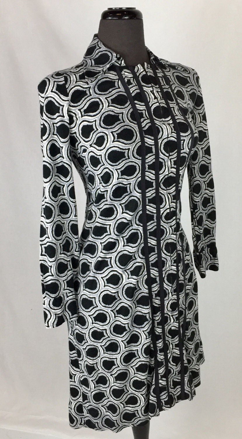 1970s Diane Von Fürstenberg Grey and Black Zip-front Dress - Etsy