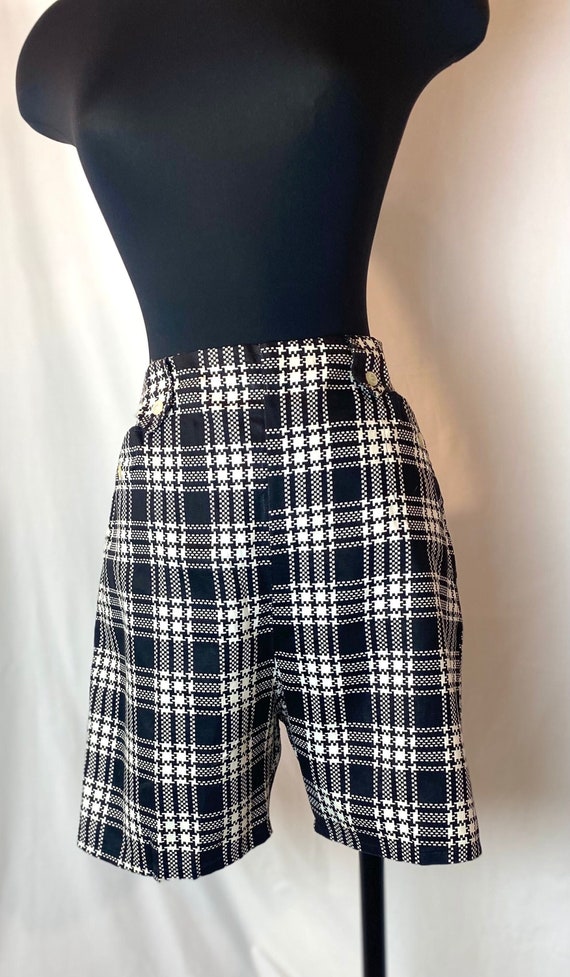 1960s black and white plaid high waisted shorts