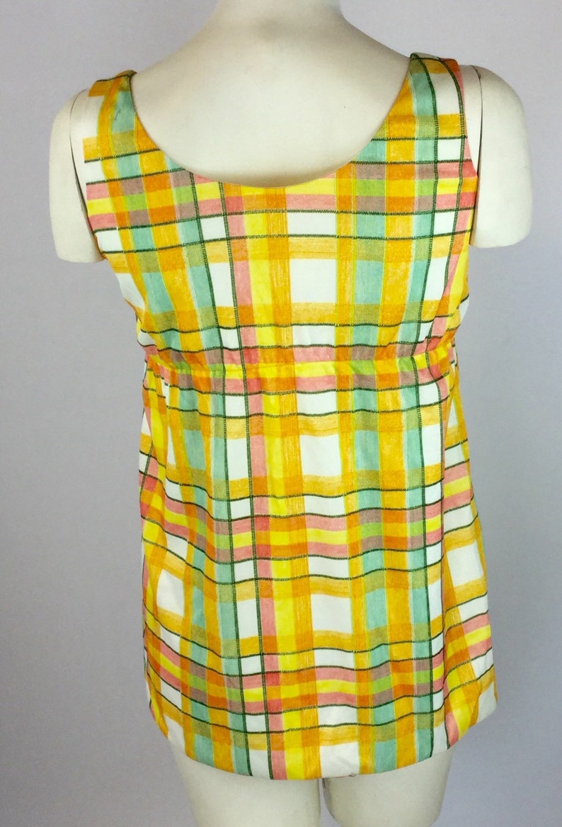 1960s Yellow Green Plaid Babydoll Style 2-piece Swimsuit or - Etsy