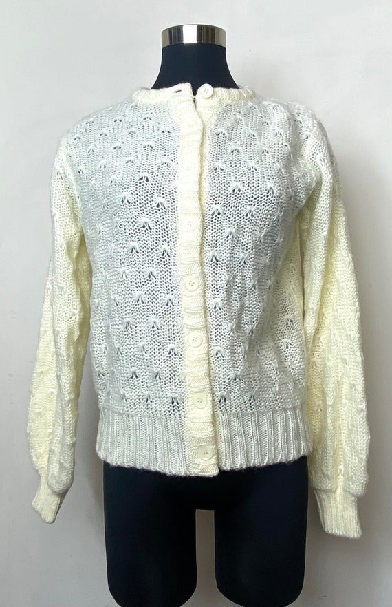 1970s Montgomery Ward cream cardigan sweater