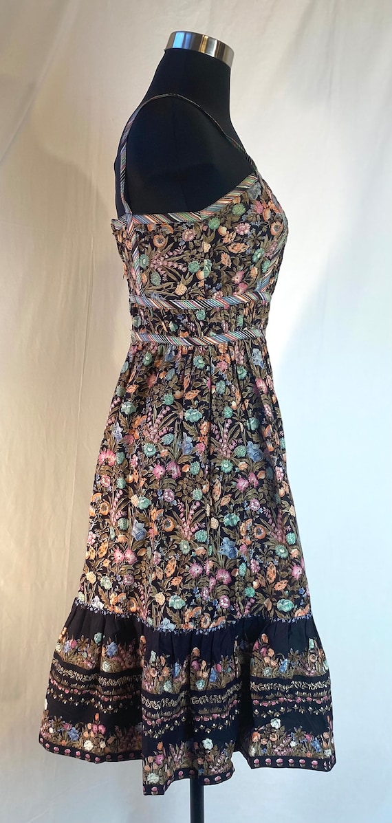 1970s  Non-Stop black floral strappy sundress - image 4