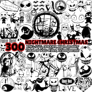 300+ Nightmare Christmas, PNG SVG Bundle File, Ghost Collection, Couple Clipart for Cricut, Silhouette, Laser Cut, Graphics, png SVG Vector