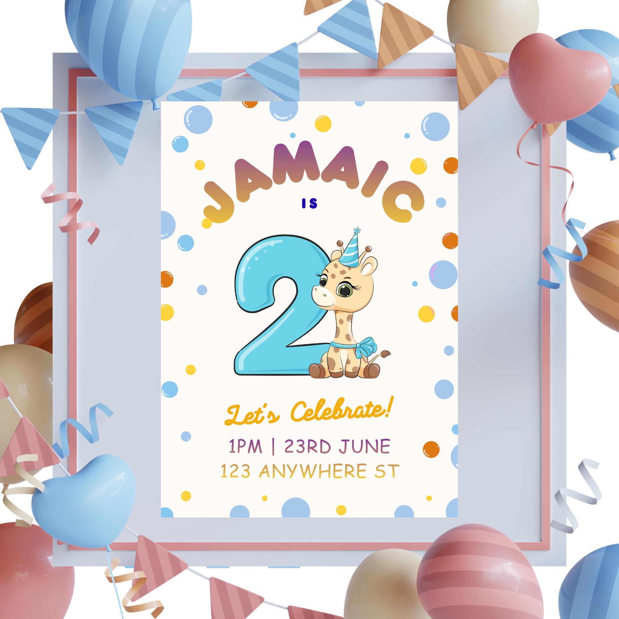 Birthday Party Invitation Card Printable & Editable Birthday Invite ...