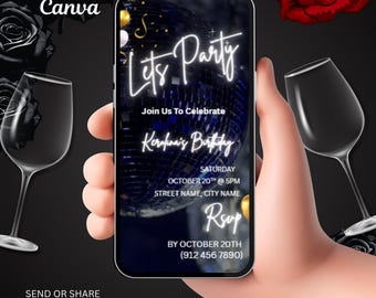 Animierte Video Einladung zur Geburtstagsfeier - Bearbeitbare digitale E-Karte (Sofortdownload)