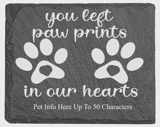 Featured listing image: Engraved Personalised Slate Pet Memorial Plaque 8" X 10" Engraved With Your Pets Information Up To 50 Characters With Plastic Feet