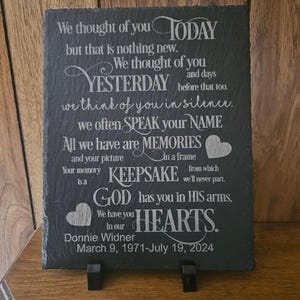 Engraved Slate Memorial Plaque, Personalized Remembrance (8&quot; x 10&quot;)