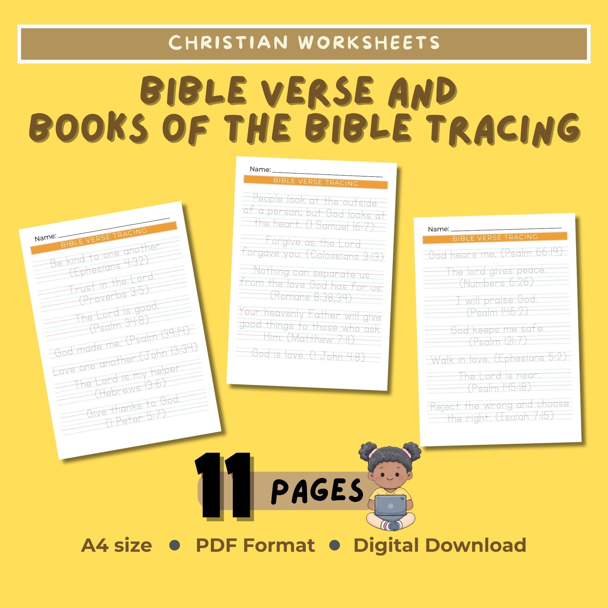 Bible Verse Tracing Worksheets, Handwriting Practice, Sunday School ...
