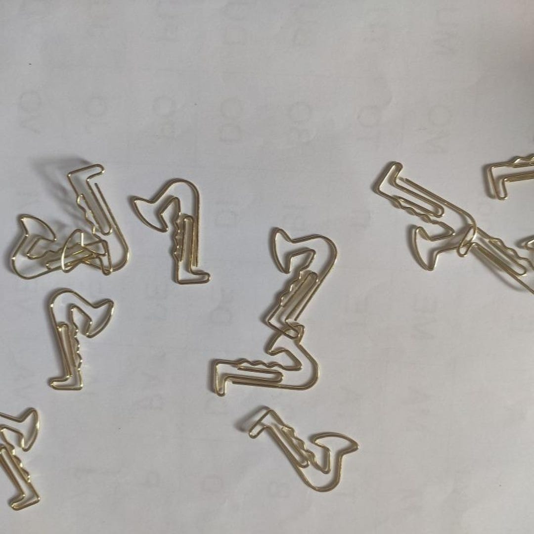 15 Pcs Saxophone & Guitar Shape Paper Clips Set - Cute Metal Office ...