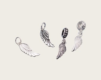 Colgante de alas de ángel de plata de ley / Joyería S925