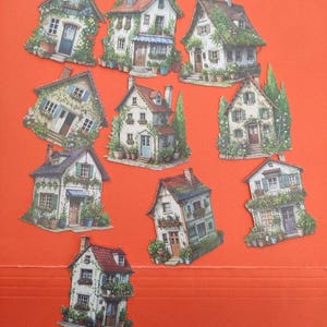 Vintage House Stickers: Retro Cottagecore Style (10 Pieces)