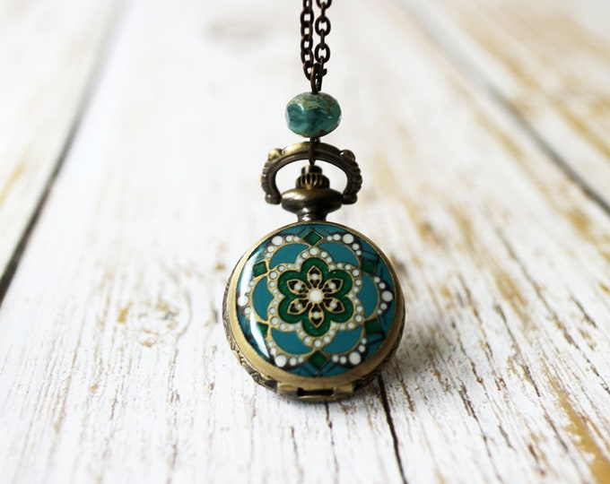Floral Pocket Watch Necklace. Small Pocket Watch. Vintage Etsy