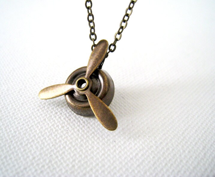 Propeller Necklace. antique brass propeller Etsy
