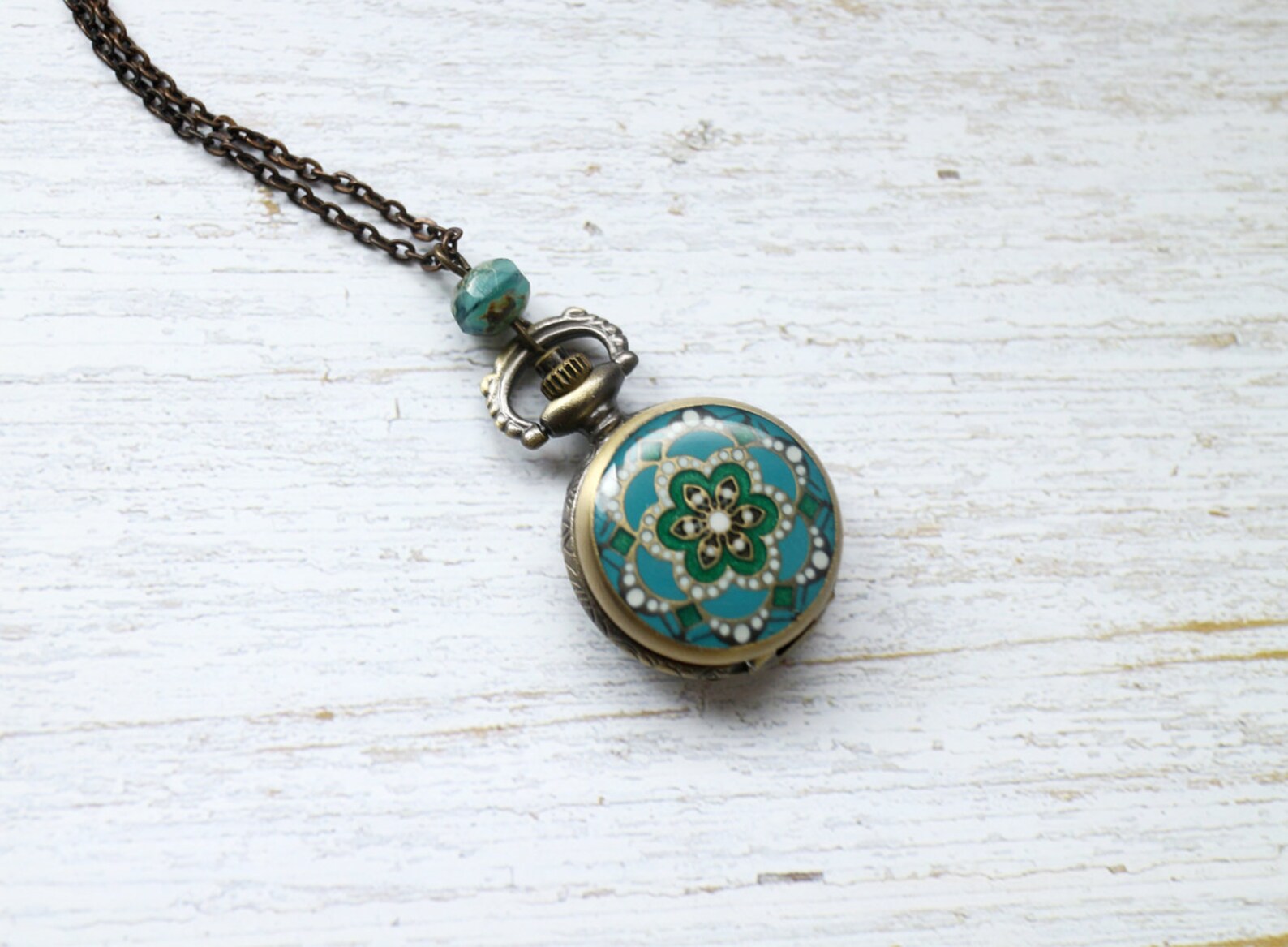 Floral Pocket Watch Necklace. Small Pocket Watch. Vintage Etsy