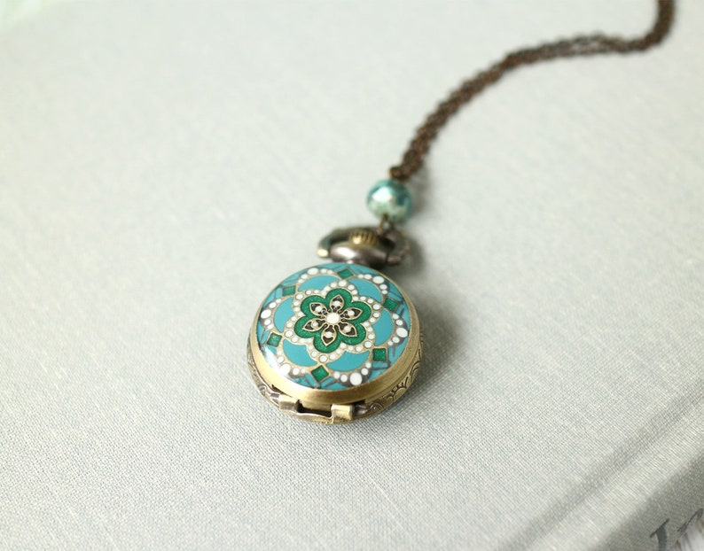Floral Pocket Watch Necklace. Small Pocket Watch. Vintage Etsy
