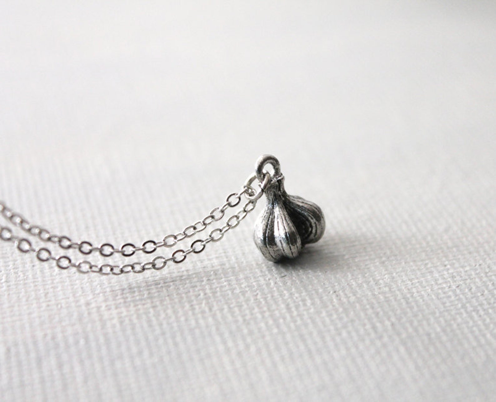 Garlic Necklace. Personalized Initial Antique Silver Garlic Etsy