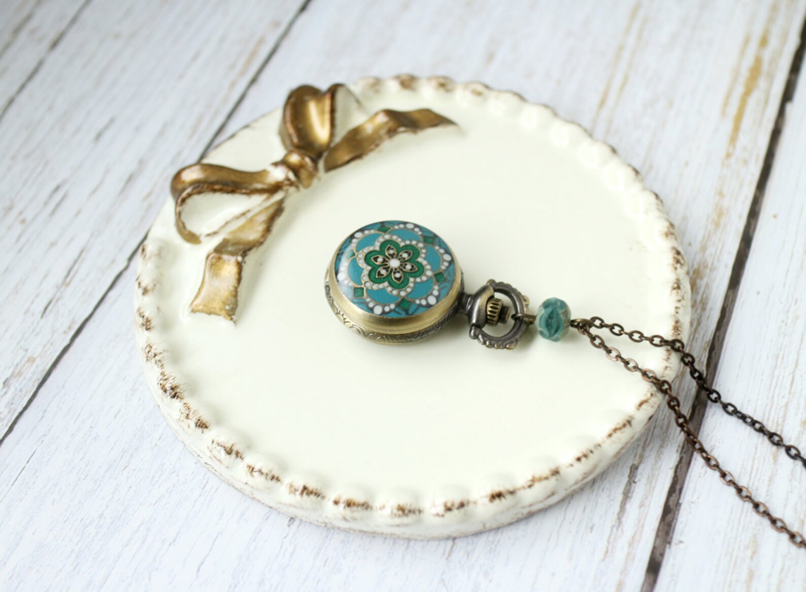 Floral Pocket Watch Necklace. Small Pocket Watch. Vintage Etsy