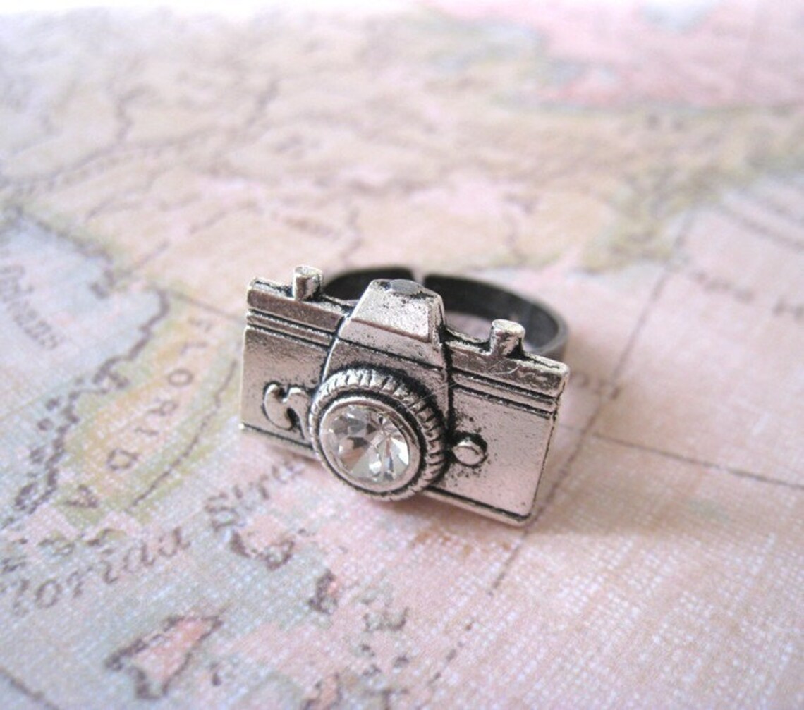 Camera Ring. Antique Silver Camera Ring. Adjustable Ring. Etsy UK