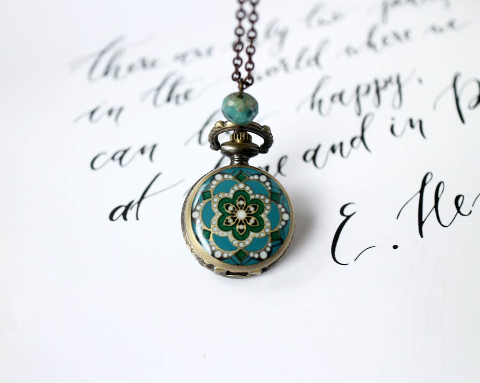 Floral Pocket Watch Necklace. Small Pocket Watch. Vintage Etsy