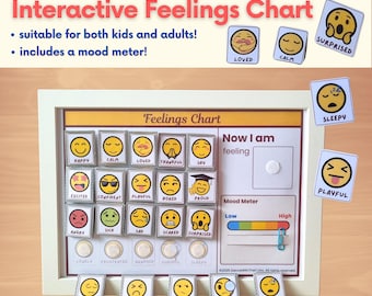 Feelings Chart, Emotions Chart, Emotions Check-In, Mood Meter, School Therapy, Emotions Regulation, Feelings Thermometer, Digital Printable