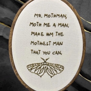 Mr Mothman, embroidery pattern. PDF ONLY. No physical product.