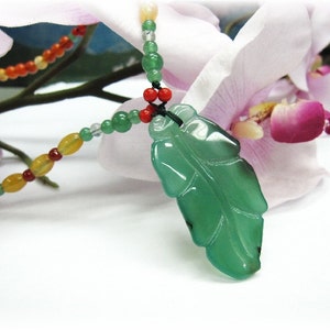 Grüne Achat Blatt Good Luck Halskette