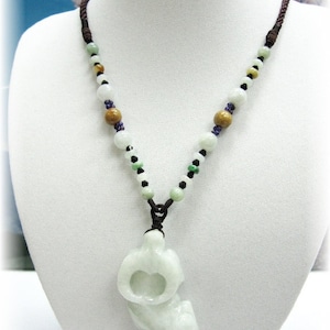 Jadeite Necklace - Carved Big BULL Pendant