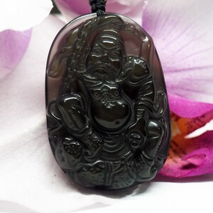 Ice Kind Obsidian ZHONG KUI (鍾馗 = Japanese: Shōki) 捉鬼大师 Amulet Necklace